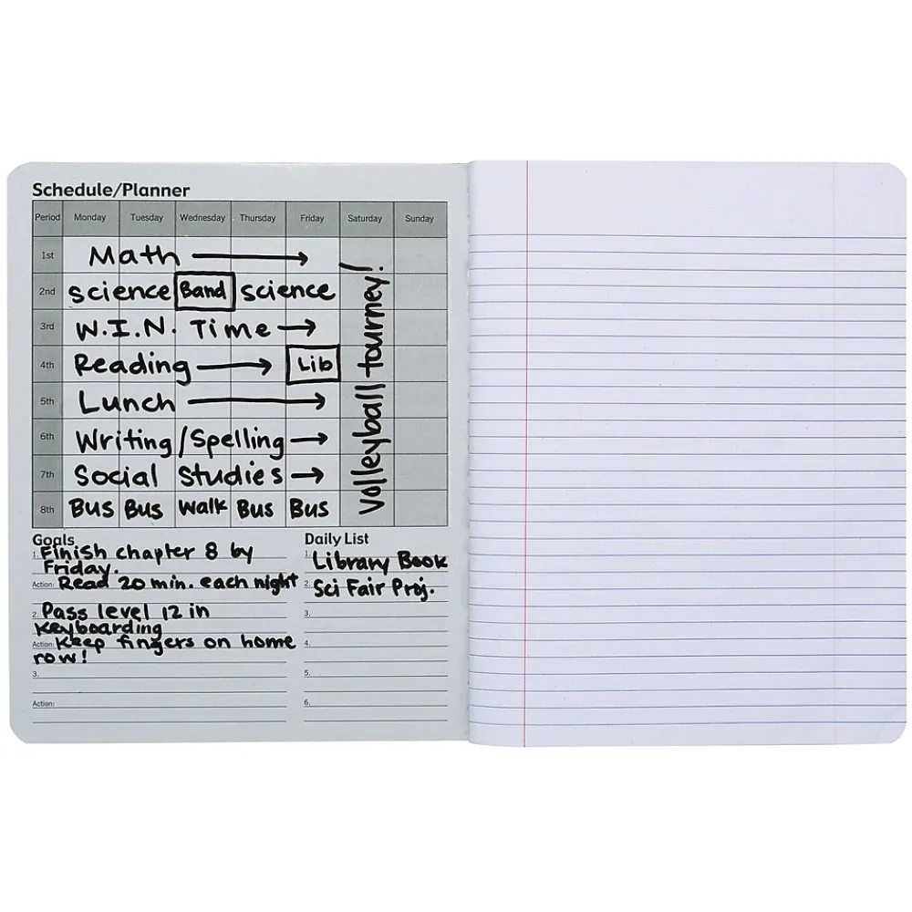 Composition Notebooks|Pacon Composition Notebooks, 9.75" x 7.5", Wide Ruled, 100 Sheets, Black, 6/Bundle (PACMMK37101DE-6)