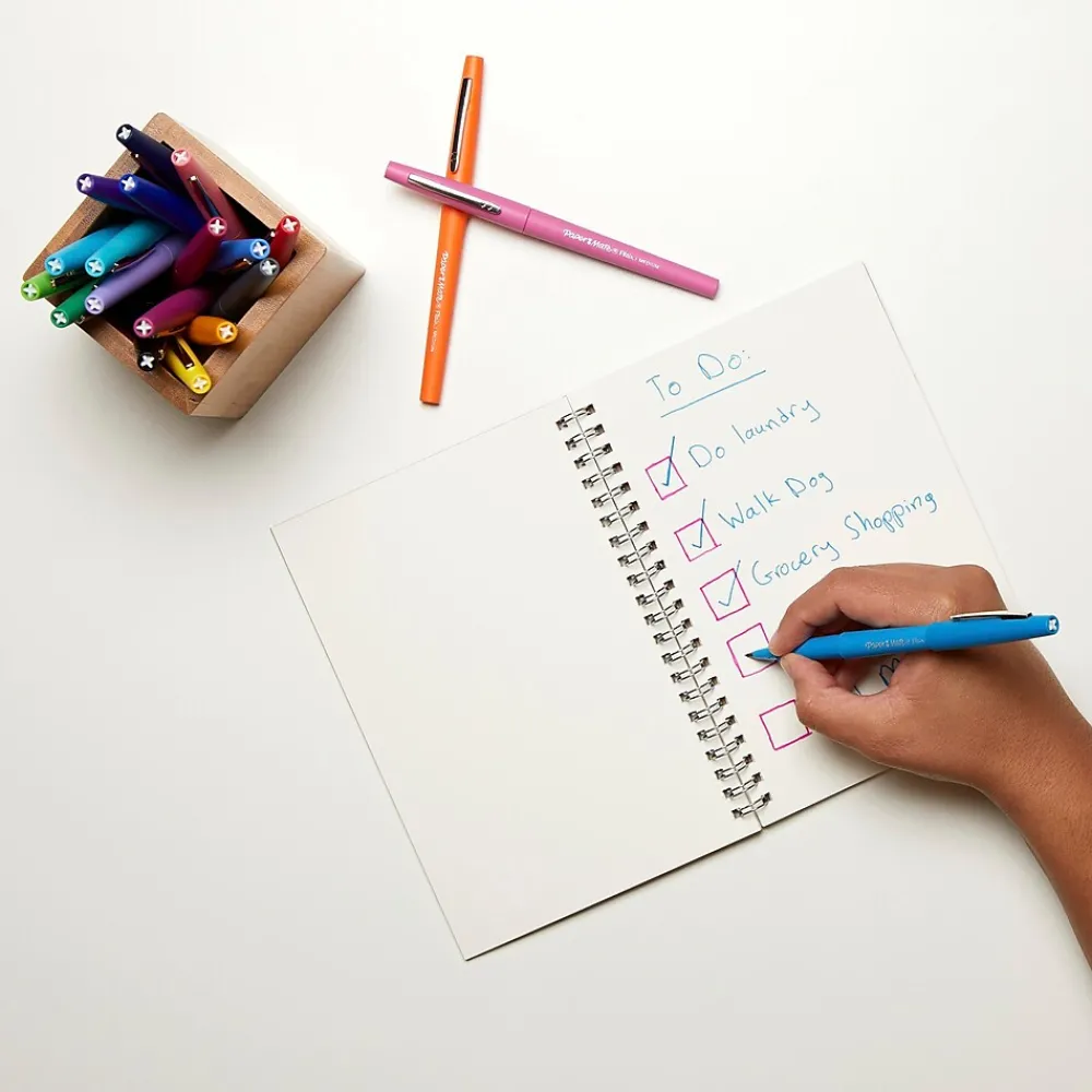 Pens|Paper Mate Flair Felt Pens, Medium Point, 0.7mm, Assorted Ink, Dozen (74423)