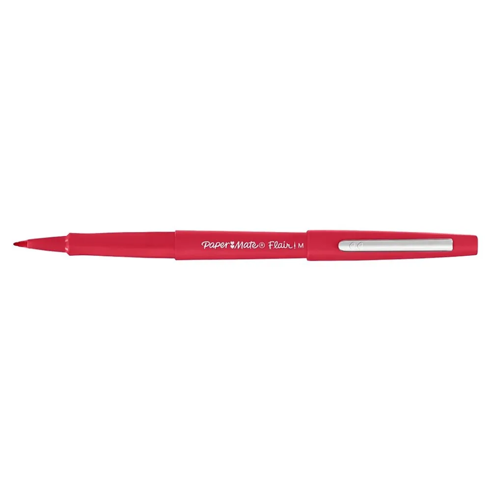 Pens|Paper Mate Flair Felt Pen, Medium Point, Red Ink (8420152)