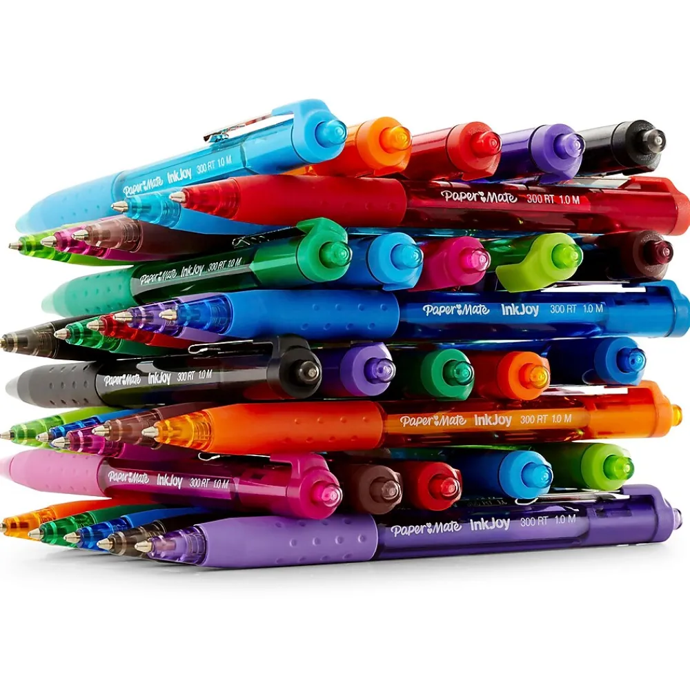 Pens|Paper Mate InkJoy 300 RT Retractable Ballpoint Pen, Medium Point, Black Ink, 24/Pack (1945925)