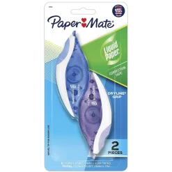 Correction & White-Out|Paper Mate Liquid Paper DryLine Grip Correction Tape, White, 2/Pack (87813)