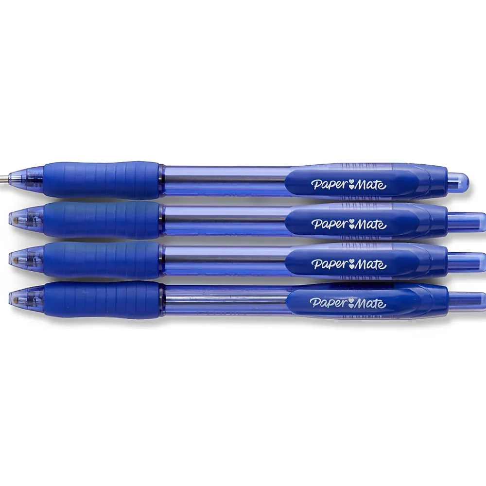 Pens|Paper Mate Profile Retractable Ballpoint Pen, Bold Point, Blue Ink, 4/Pack (89472)