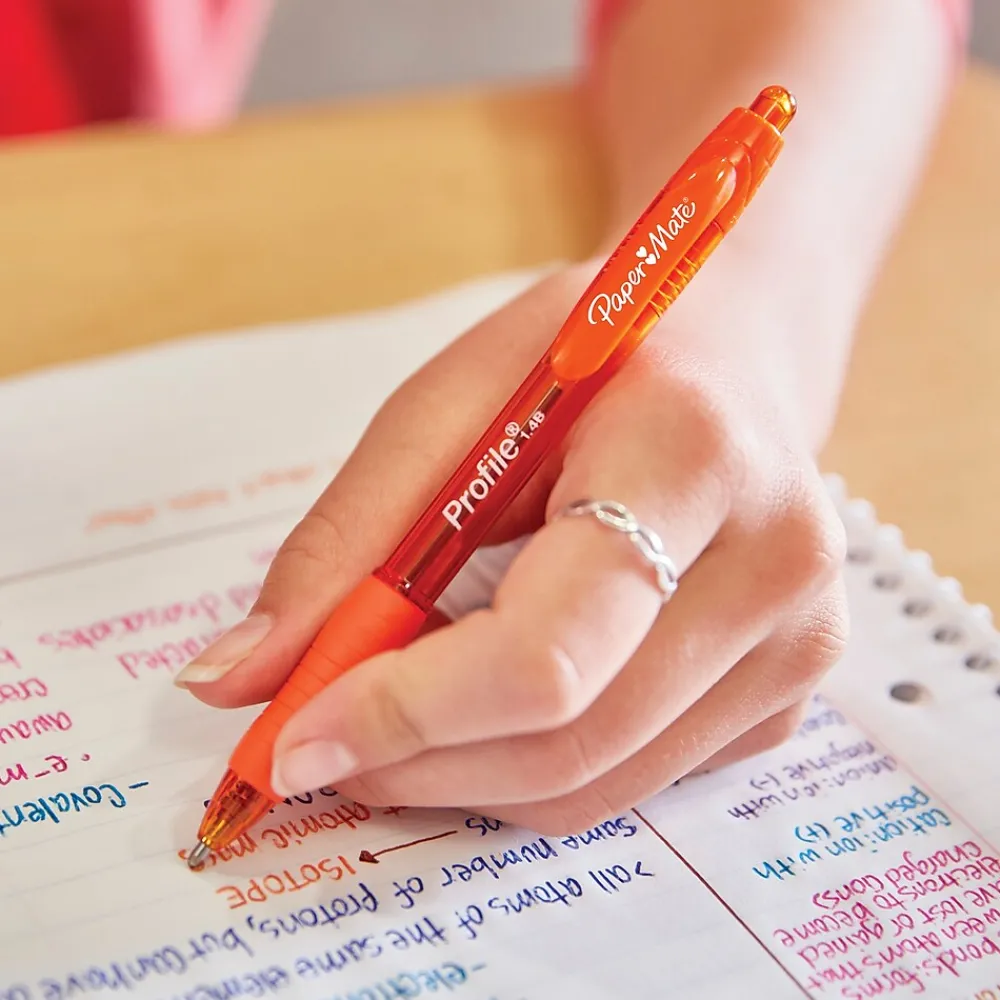 Pens|Paper Mate Profile Retractable Ballpoint Pen, Bold Point, Assorted Ink, 8/Pack (54549)