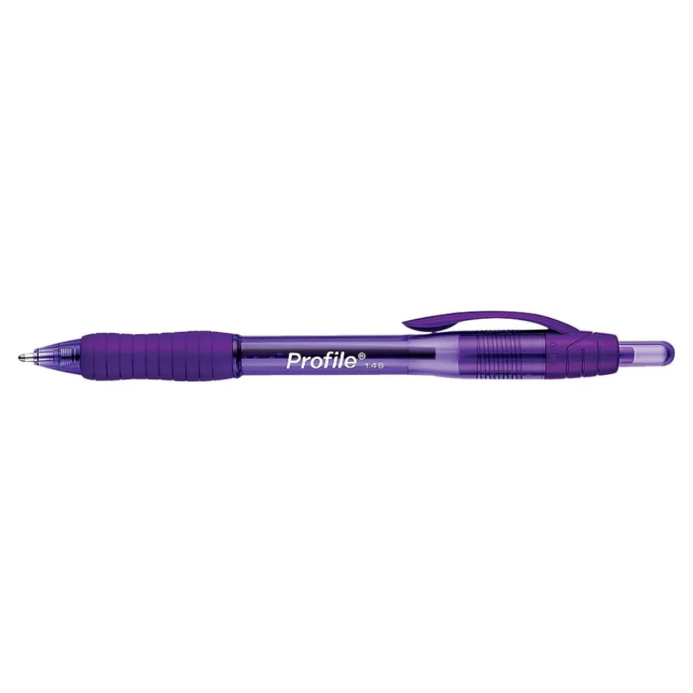Pens|Paper Mate Profile Retractable Ballpoint Pen, Bold Point, Purple Ink, Dozen (35830)