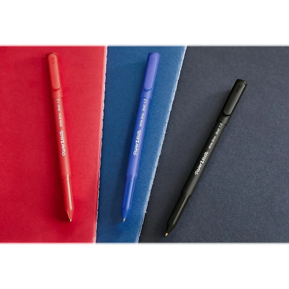 Pens|Paper Mate Write Bros. Ballpoint Pen, Bold Point, Black Ink, Dozen (2124520)
