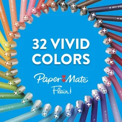 Pens|Paper Mate PaperMate Flair Felt Pen, Medium Point, 0.7mm, Red Ink, 4 Pack (84244)