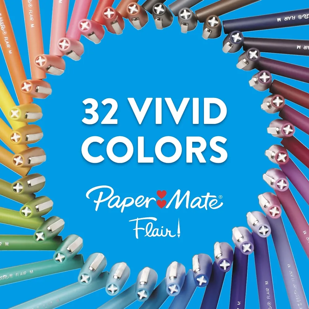 Pens|Paper Mate PaperMate Flair Felt Pen, Medium Point, 0.7mm, Red Ink, 4 Pack (84244)
