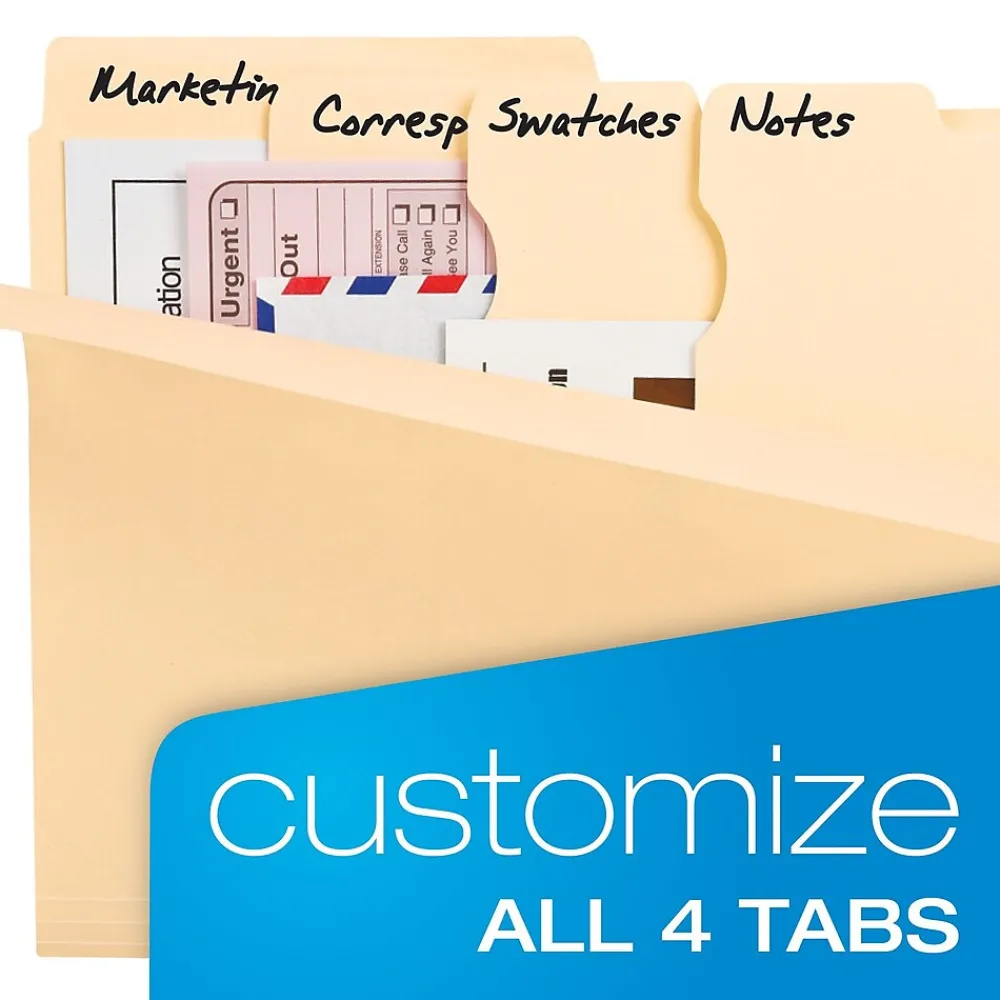 File Folders|Pendaflex Divide It Up® File Folders, Letter Size, Manila, 12/Pack (10771)