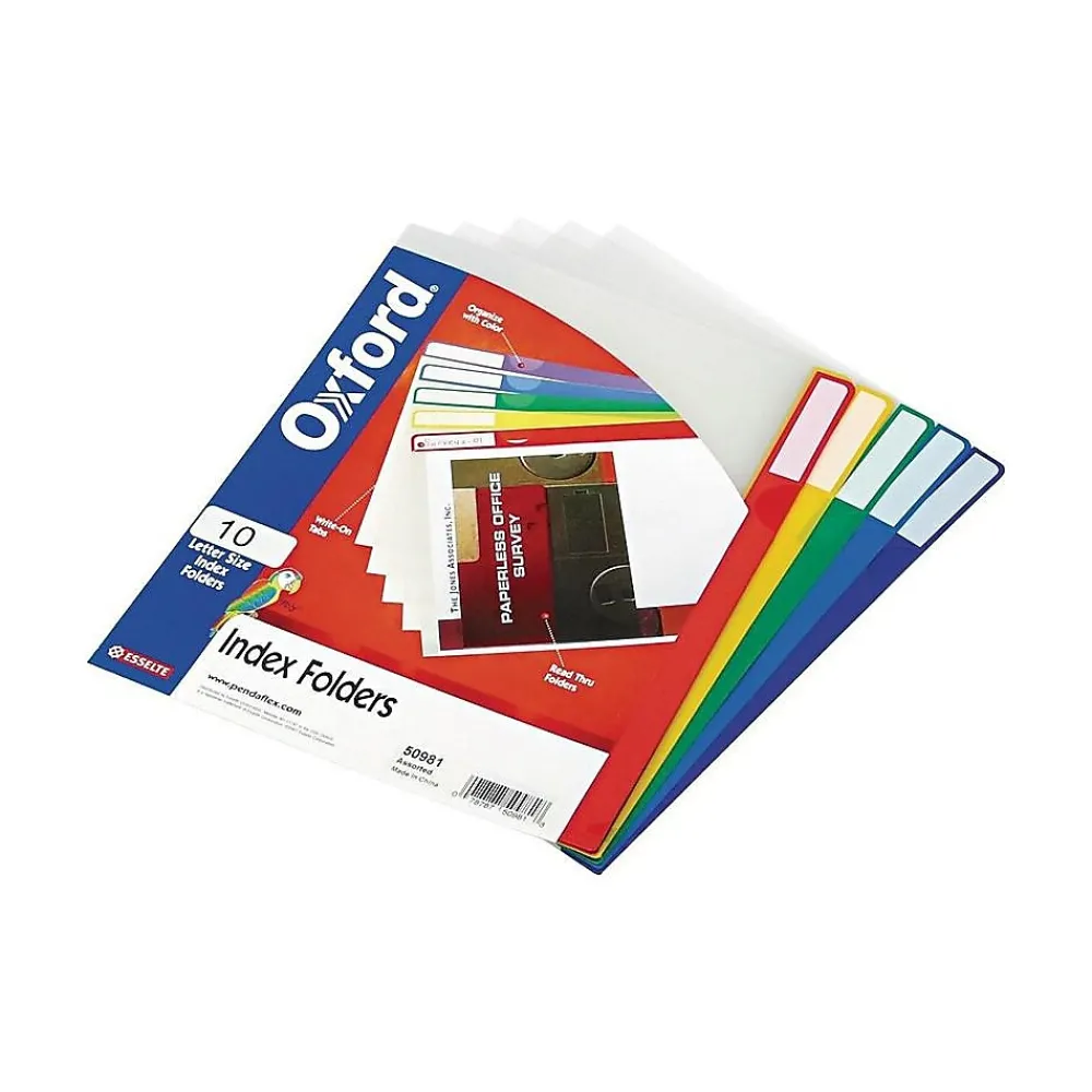 File Folders|Pendaflex File Folder, 2/5-Cut Tab, Letter Size, Multicolor, 10/Pack (50981EE)