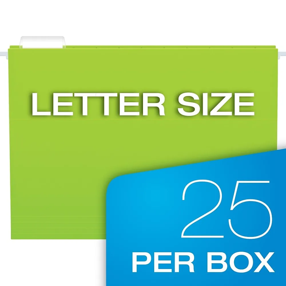 Hanging File Folders|Pendaflex Glow 5-Tab Hanging File Folders, Letter Size, Multicolor, 25/Box (81672)