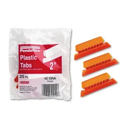 Hanging File Folders|Pendaflex Hanging File Folder Tabs, 1/5 Tab, Two Inch, Tab/White Insert, 25/Pack Orange