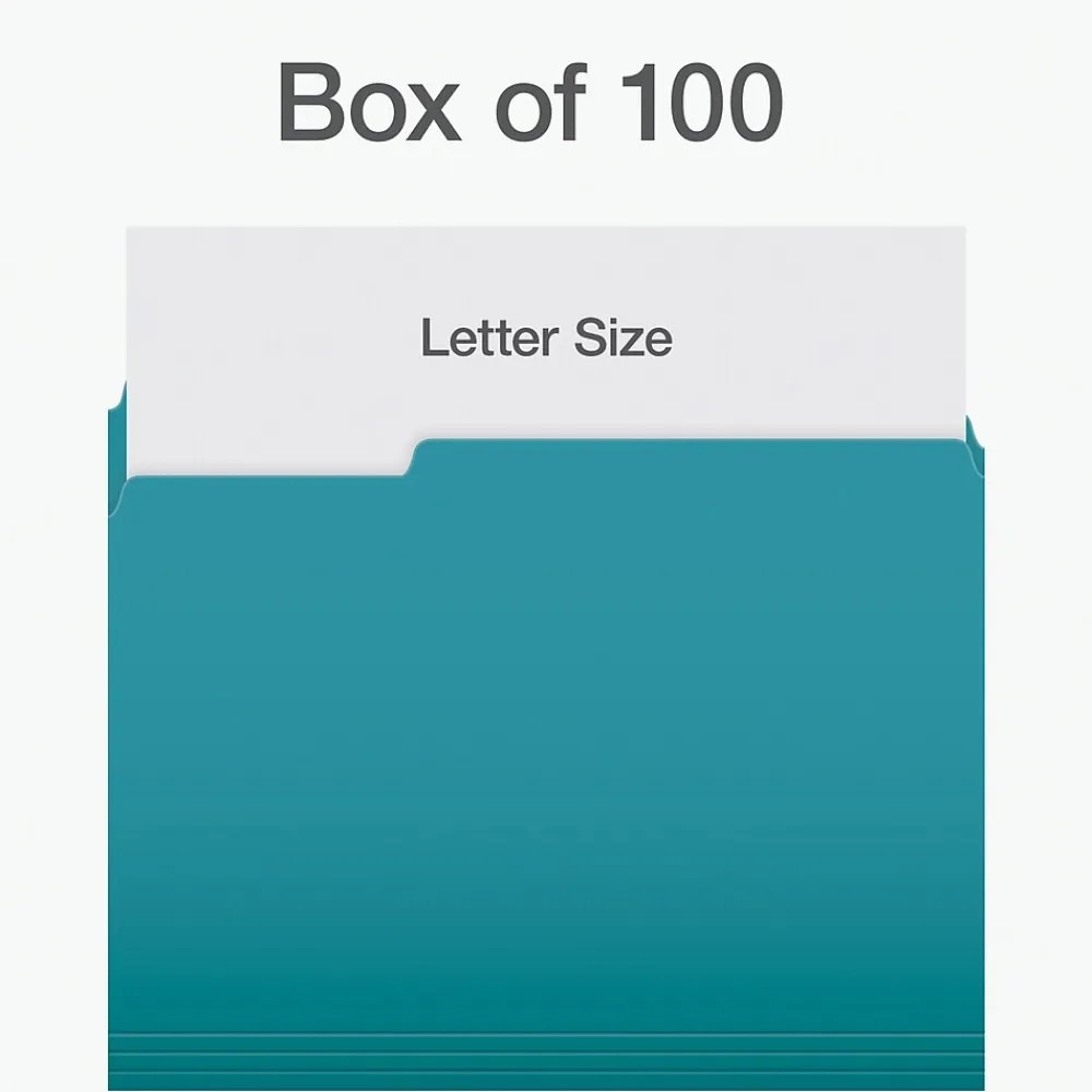 File Folders|Pendaflex Heavy Duty File Folder, 1/3-Cut Tab, Letter Size, 100/Box (1006995)