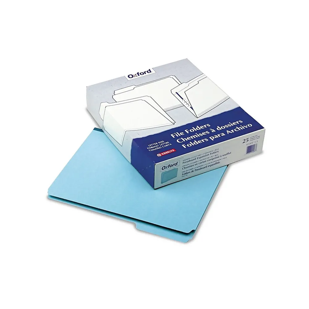 File Folders|Pendaflex Heavy Duty Letter 1/3 Cut Recycled File Folder w/1" Expansion, Blue, 25/Pack