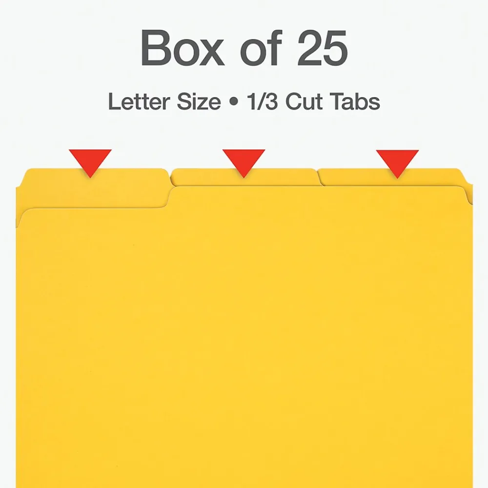 File Folders|Pendaflex Recycled File Folder, 1-Tab, Letter Size, Yellow, 25/Box (1007022)