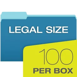 File Folders|Pendaflex Recycled File Folder, 1/3-Cut Tab, Legal Size, , 100/Box (43501/3BLU) Blue
