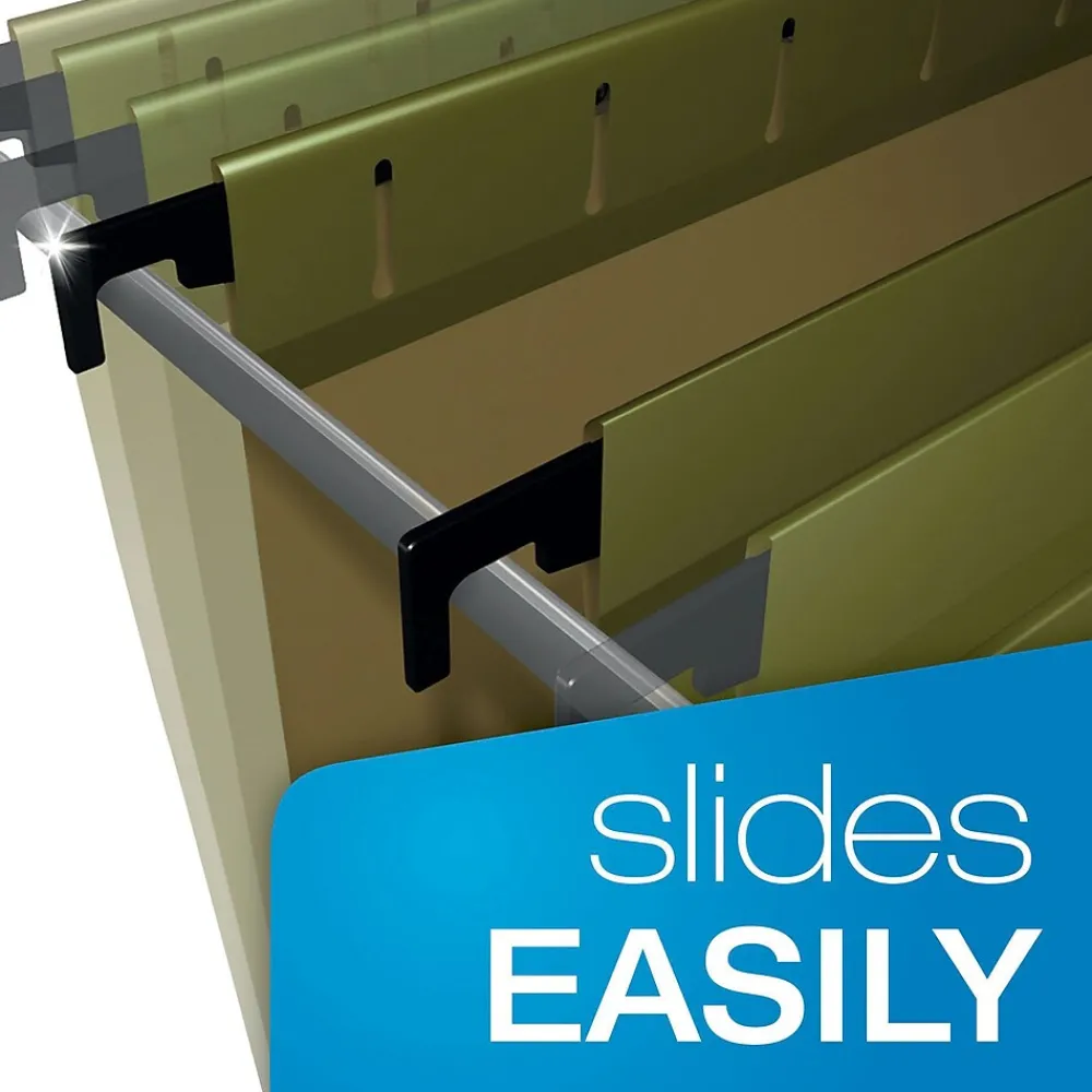 Hanging File Folders|Pendaflex SureHook 1/5 Cut Tab Extra Capacity Reinforced Hanging Folder, 8.5" x 11", Standard Green, 10/Box (6152X2R)