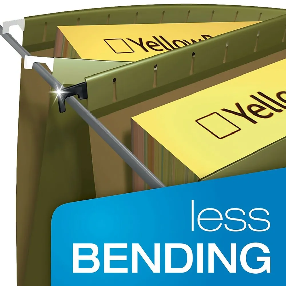 Hanging File Folders|Pendaflex SureHook 1/5 Cut Tab Extra Capacity Reinforced Hanging Folder, 8.5" x 11", Standard Green, 10/Box (6152X2R)