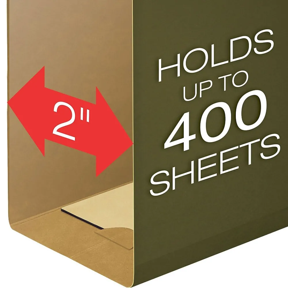 Hanging File Folders|Pendaflex SureHook 1/5 Cut Tab Extra Capacity Reinforced Hanging Folder, 8.5" x 11", Standard Green, 10/Box (6152X2R)