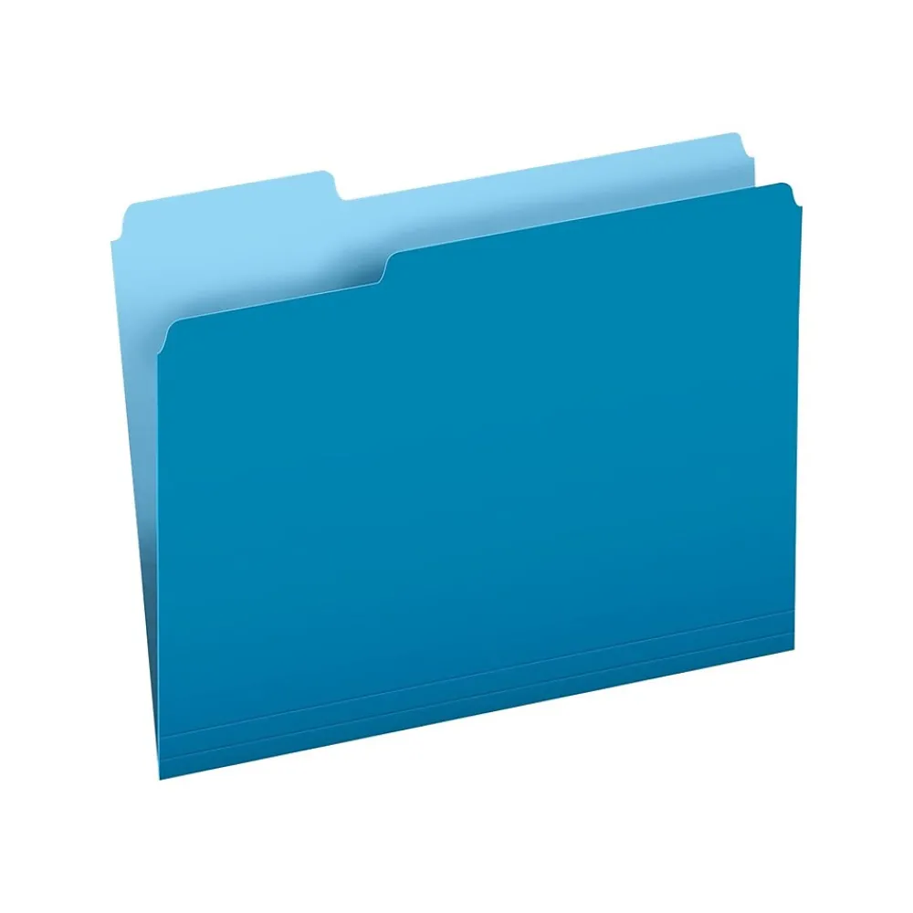 File Folders|Pendaflex Two-Tone File Folders, 1/3 Cut Tab, Letter Size, , 100/Box (PFX 152 1/3 BLU) Blue