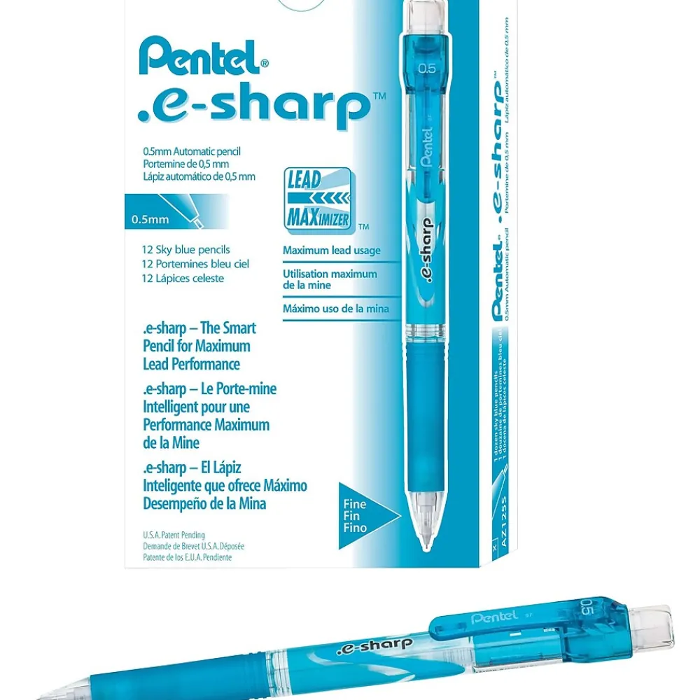 Pencils|Pentel e-sharp Mechanical Pencil, 0.5mm, #2 Medium Lead, Dozen (AZ125S)