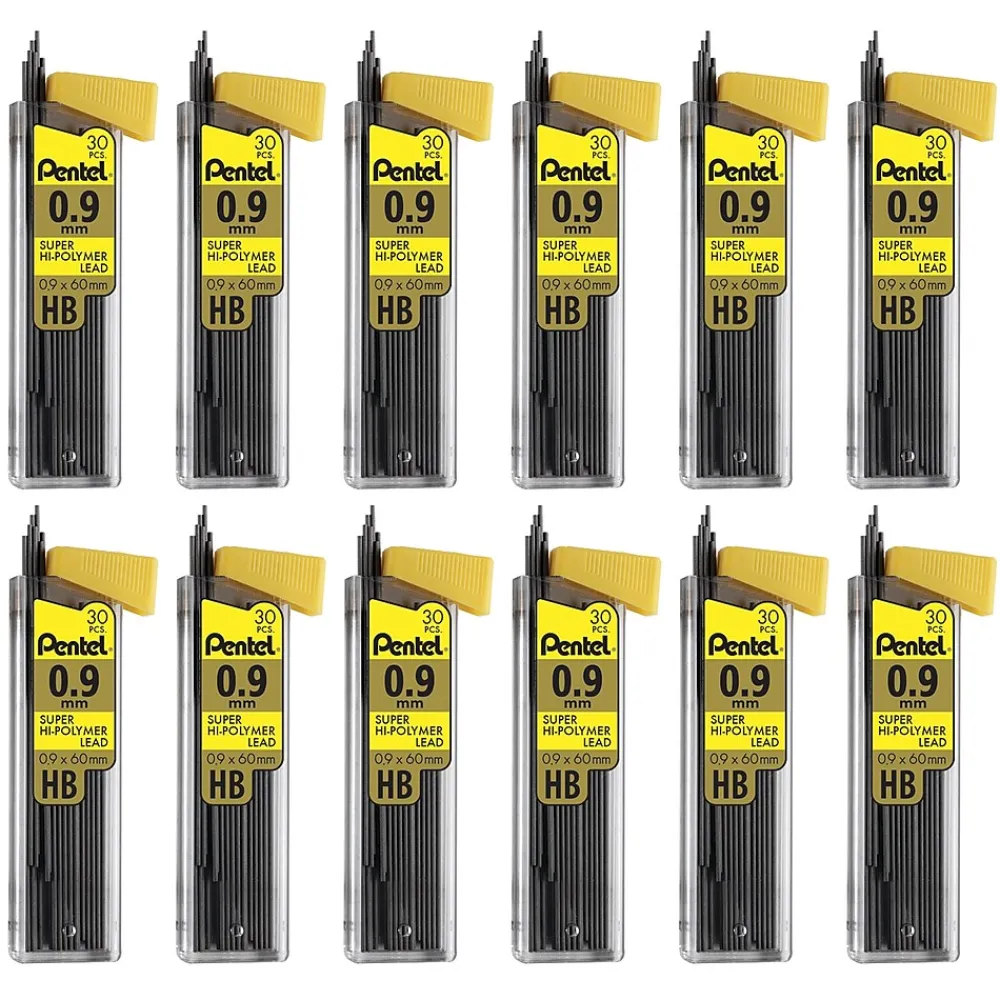 Pencils|Pentel Lead Refill, 0.9mm, 30/Leads, Dozen (PENC29HB-12)