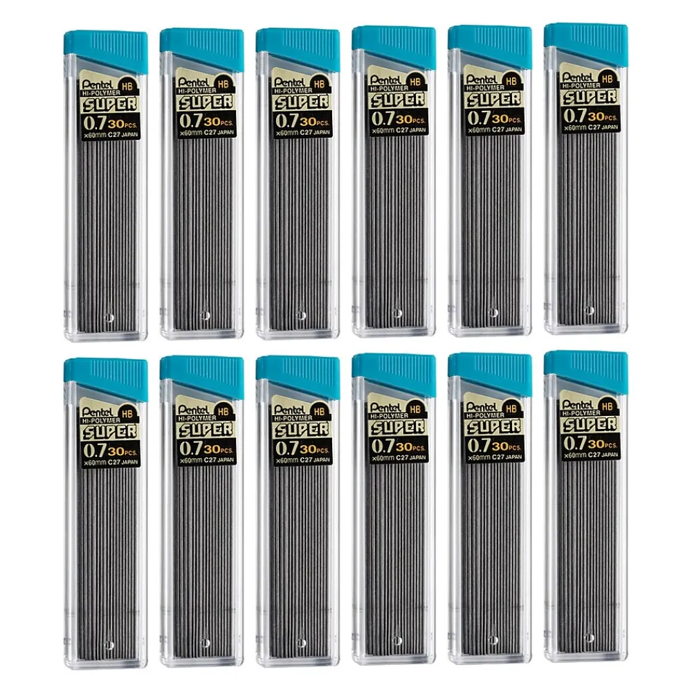 Pencils|Pentel Lead Refill, 0.7mm, 30/Leads, Dozen (PENC27HB-12)