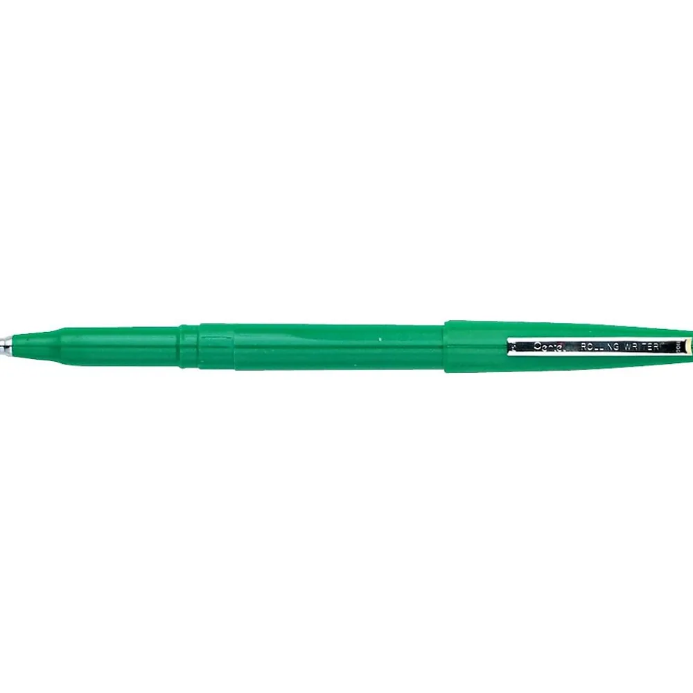 Pens|Pentel Rolling Writer Rollerball Pen, Medium Point, Green Ink, Dozen (R100D)