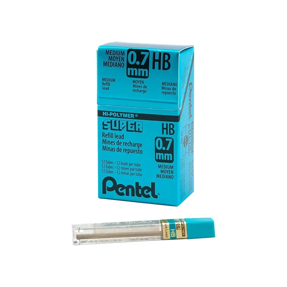 Pencils|Pentel Super Hi-Polymer Lead Refill, 0.7mm, 12/Leads (50-HB)