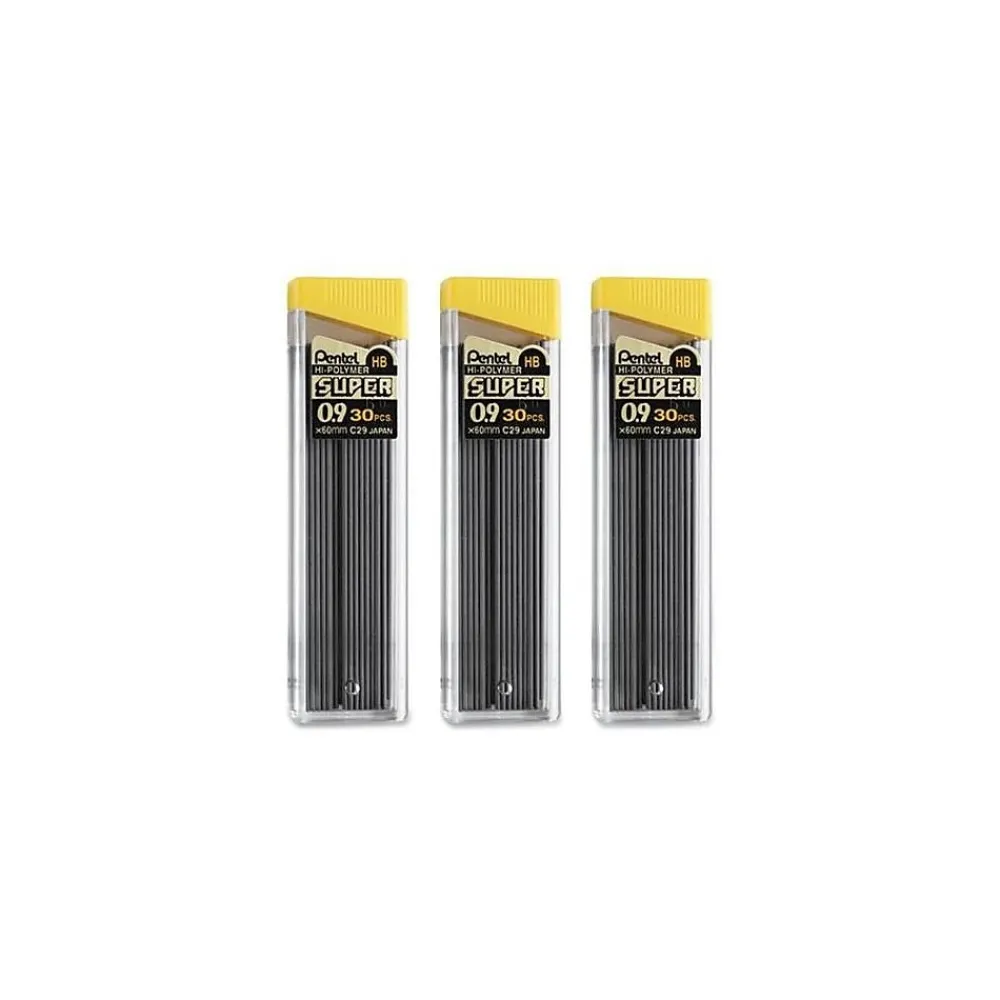 Pencils|Pentel Super Hi-Polymer Lead Refill, 0.9mm, 30/Leads, 3/Pack (C29BPHB3)