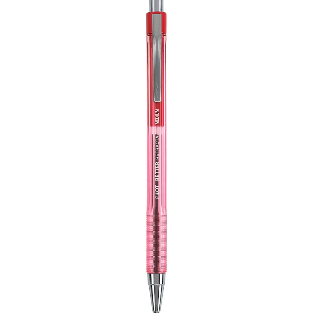 Pens|Pilot Better Retractable Ballpoint Pens, Medium Point, Ink, Dozen (30007) Red