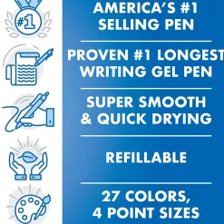 Pens|Pilot G2 Retractable Gel Pens, Bold Point, 1.0mm, Black Ink, Dozen (31256)
