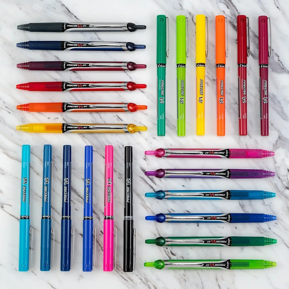 Pens|Pilot Precise V5 RT Retractable Rollerball Pen, Extra Fine Point, Red Ink (26064)