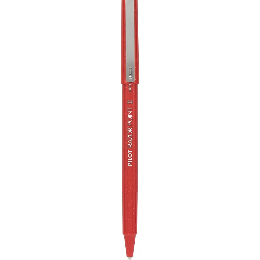Pens|Pilot Razor Point II Marker Pens, Super Fine Point, Red Ink, Dozen (11011)