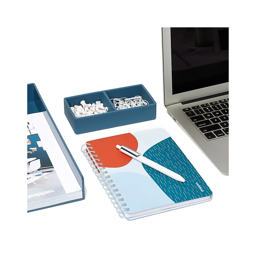 Notebooks|Poppin Elements Notebook, 6" x 8.25", Ruled, 40 Sheets, Blue/Red (108839)