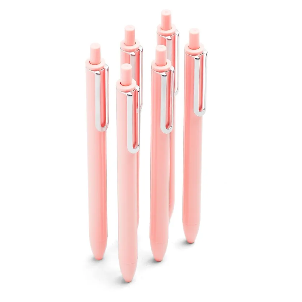 Pens|Poppin Luxe Retractable Gel Pen, Fine Point, Black Ink, 6/Pack (104448-US)