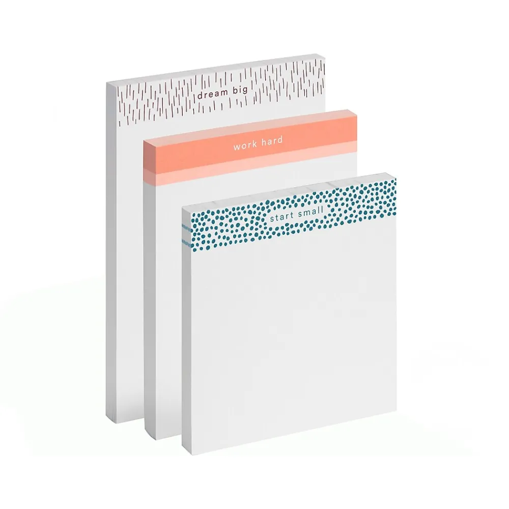 Notepads|Poppin Notepads, Ruled, Assorted Colors, 80 Sheets/Pad, 3 Pads/Pack (108242)