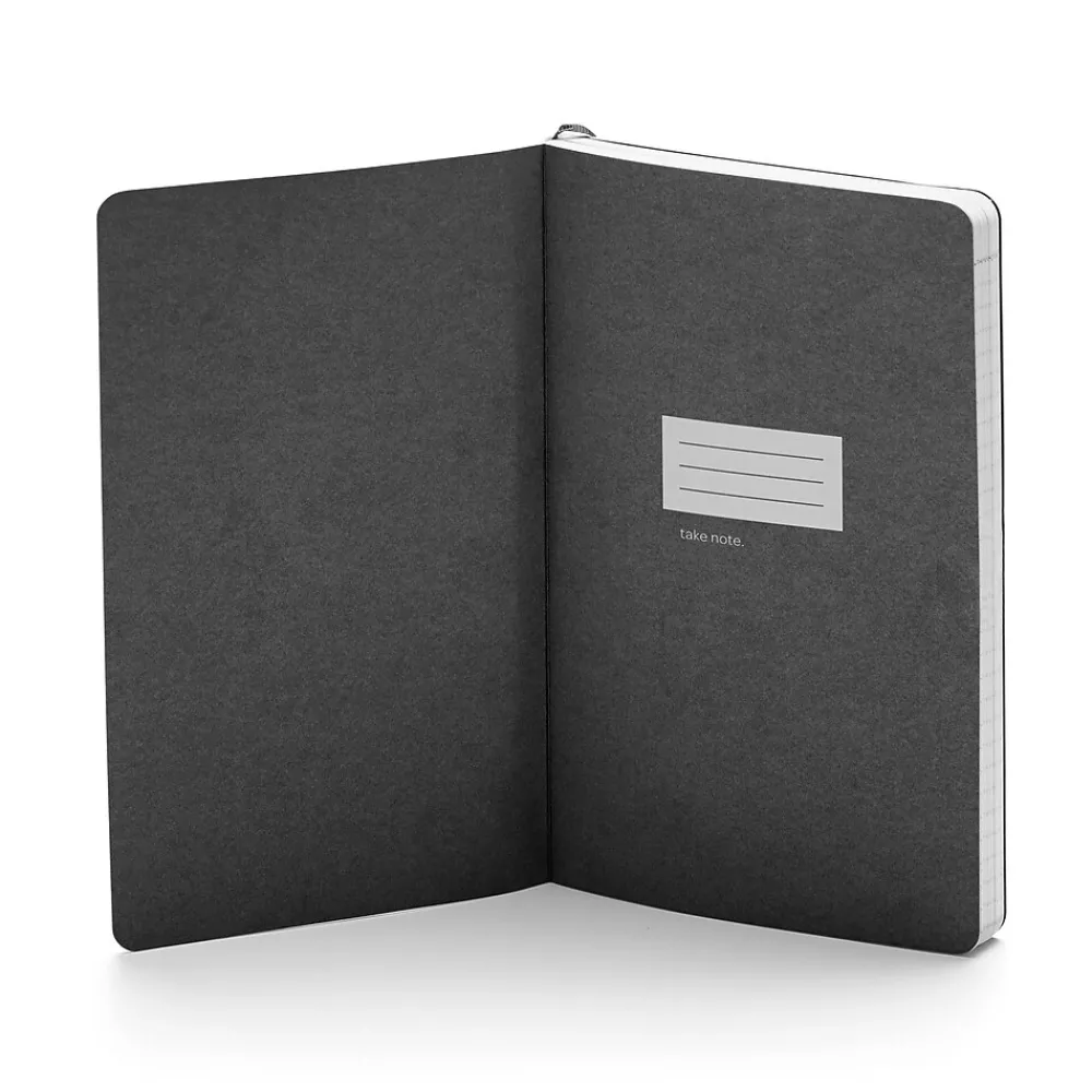 Notebooks|Poppin Professional Notebooks, 5" x 8.25", College Ruled, 96 Sheets, Gray/Silver, 25/Set (104134)