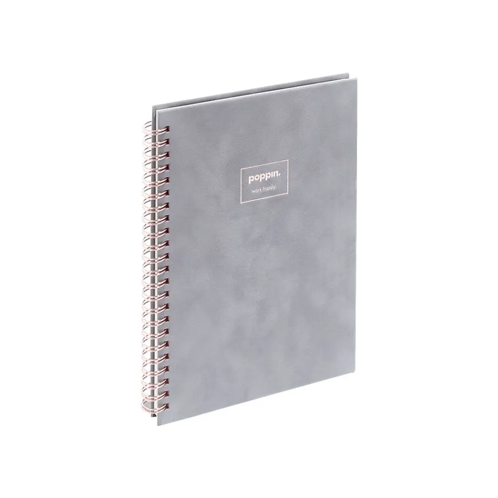 Notebooks|Poppin Velvet Professional Notebooks, 6" x 8.25", Dotted, 40 Sheets, Gray/Silver (106163)