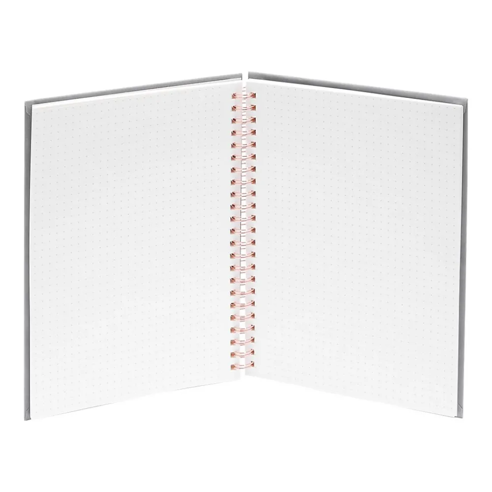 Notebooks|Poppin Velvet Professional Notebooks, 6" x 8.25", Dotted, 40 Sheets, Gray/Silver (106163)