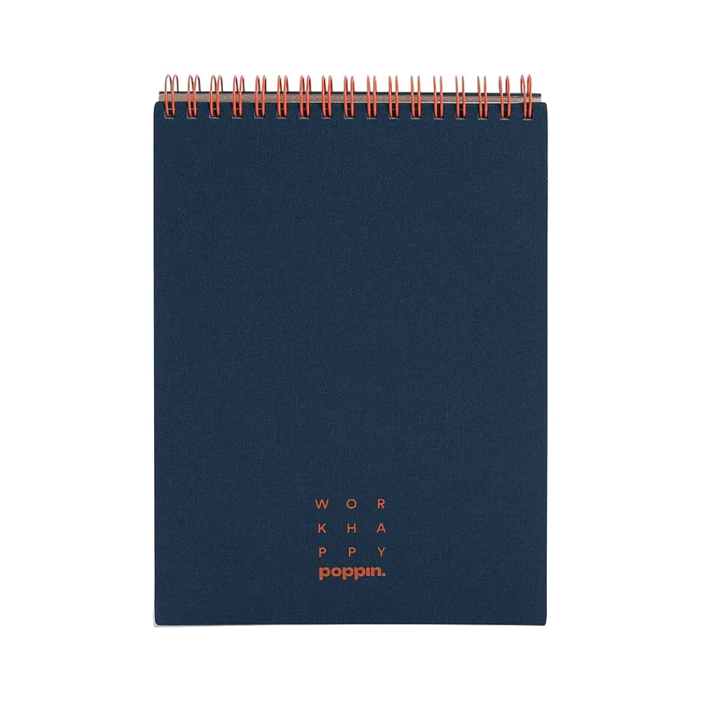 Notebooks|Poppin Work Happy Notebook, 5.8" x 8.25", Ruled, 40 Sheets, Lagoon + Clay (107491)