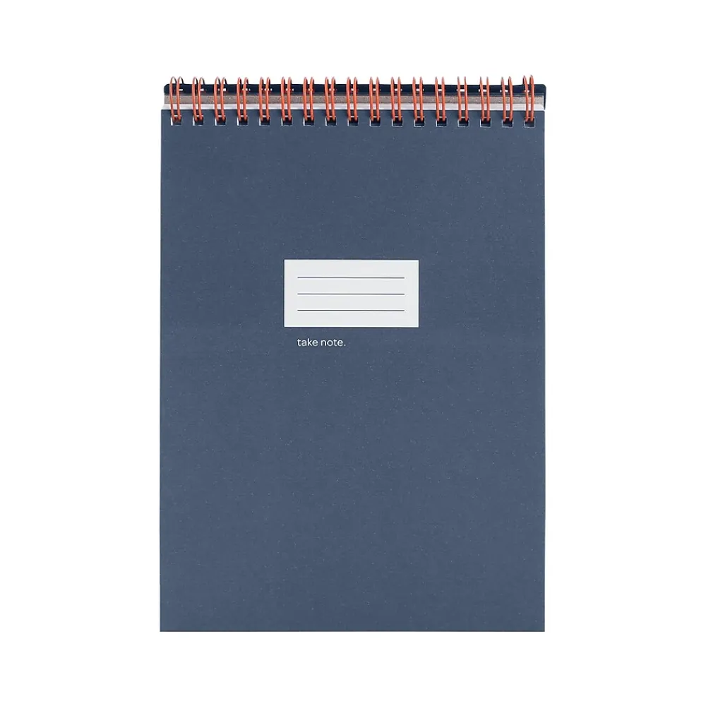 Notebooks|Poppin Work Happy Notebook, 5.8" x 8.25", Ruled, 40 Sheets, Lagoon + Clay (107491)