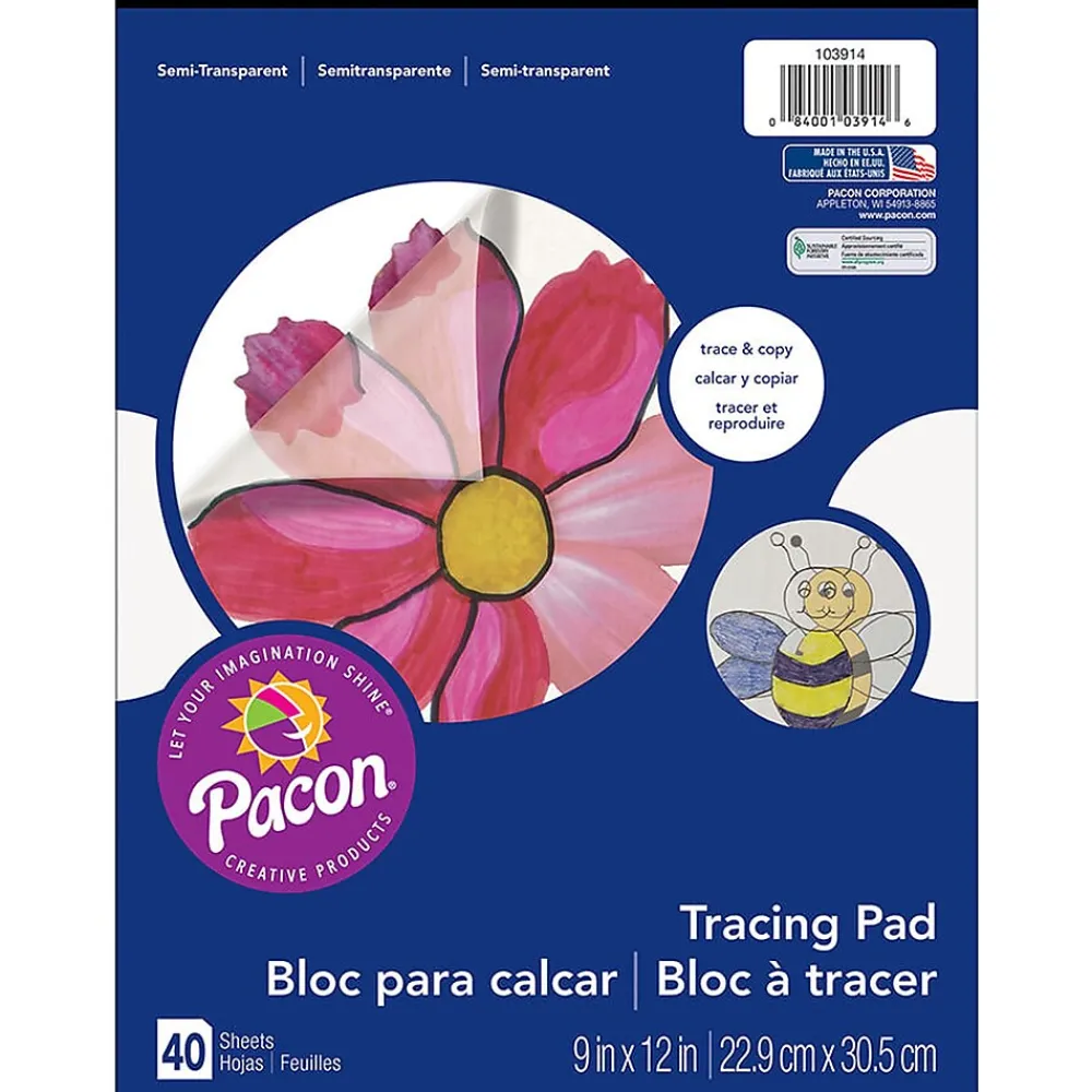 Notepads|Art Street Prang® Tracing Paper Pad, Translucent, 9" x 12", 40 Sheets, Pack of 6 (PAC103914-6)