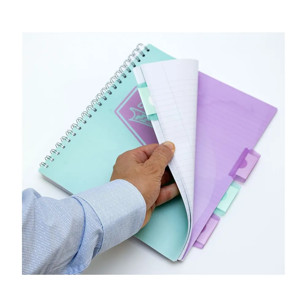 Subject Notebooks|Pukka Pad Pastels 5-Subject Notebooks, 8.5" x 11", Ruled, 100 Sheets, Assorted Colors, 3/Pack (8867-PST)
