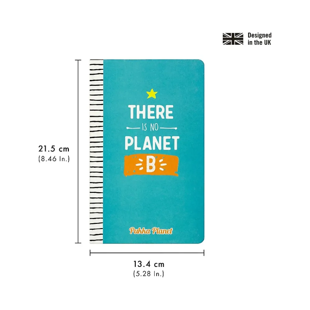 Composition Notebooks|Pukka Pad There Is No Planet B Notebook, 5.28" x 8.46", Wide-Ruled, 96 Sheets, Blue (9703-SPP)