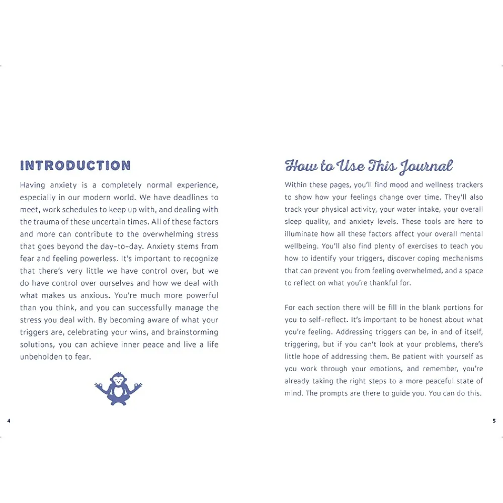 Journals|Quarto Anti-Anxiety Prompt Guided Journal, 6" x 8.42", College Ruled, Blue, 204 Pages (9780785839637)