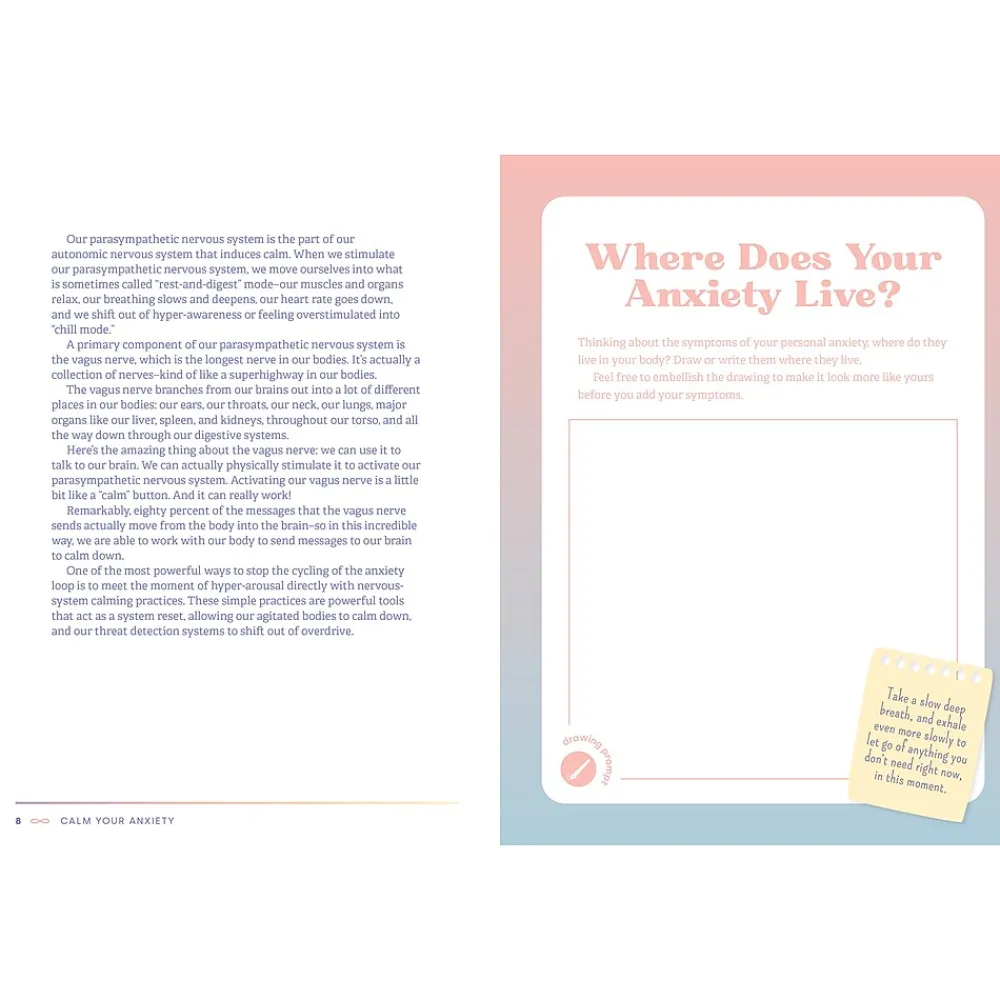 Journals|Quarto Calm Your Anxiety Guided Journal, Hardcover, 6.27" x 8.25", College Ruled, Blue, 160 Pages (9781631068157)
