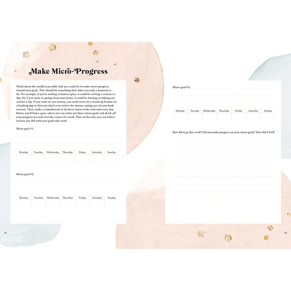 Journals|Quarto Progress Over Perfection Productivity Guided Journal, 6.65" x 9", College Ruled, Blush, 160 Pages (9781631068652)