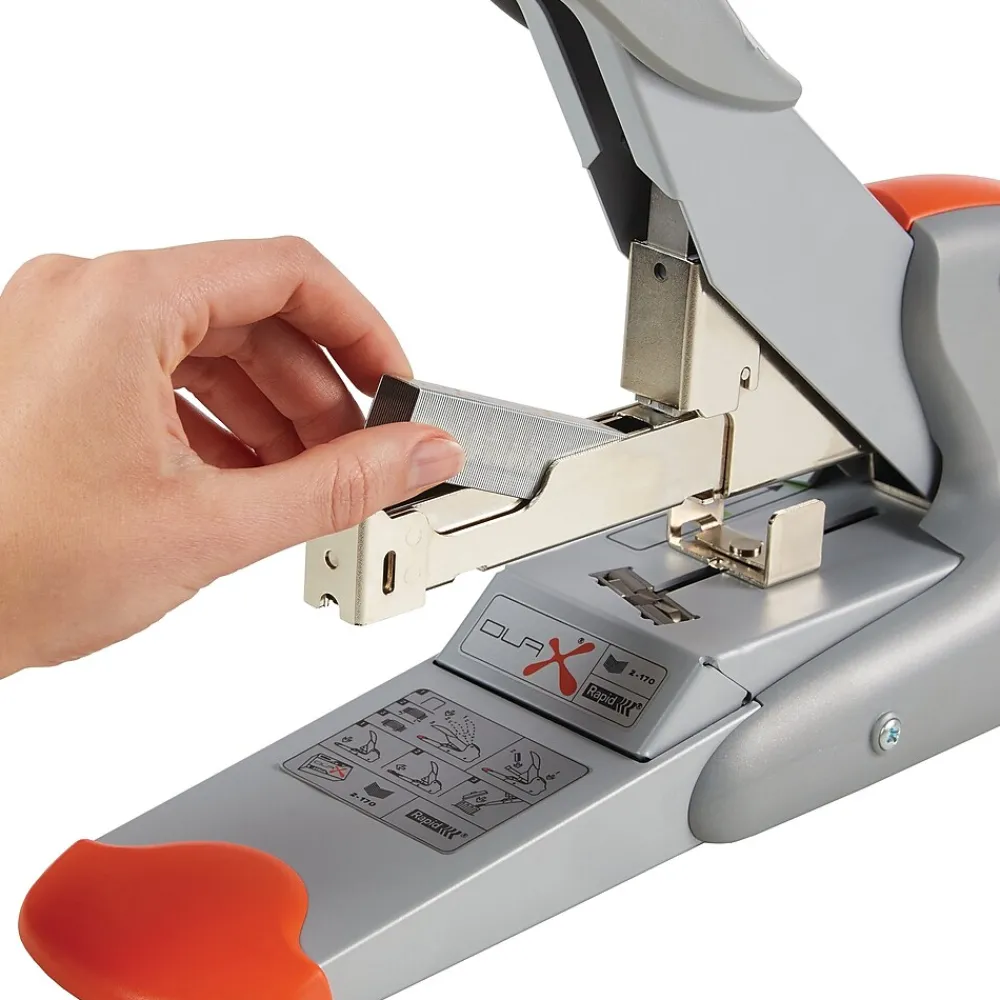 Staplers|Rapid DUAX Heavy Duty Desktop Stapler, 170 Sheet Capacity, Silver (73338)