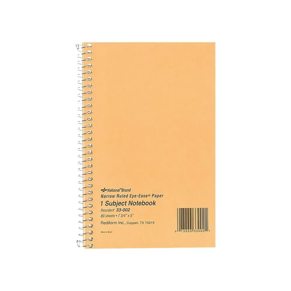 Subject Notebooks|Rediform Brown Board Cover 1-Subject Notebooks, 5" x 7.75", Narrow Ruled, 80 Sheets, Brown (RED33002)