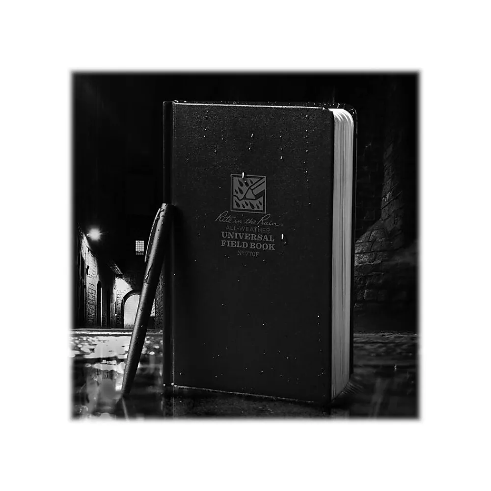 Notebooks|Rite In The Rain All-Weather Universal Memo Notebook, 4.38" x 7.25", Wide Ruled, 80 Sheets, Black (770F)